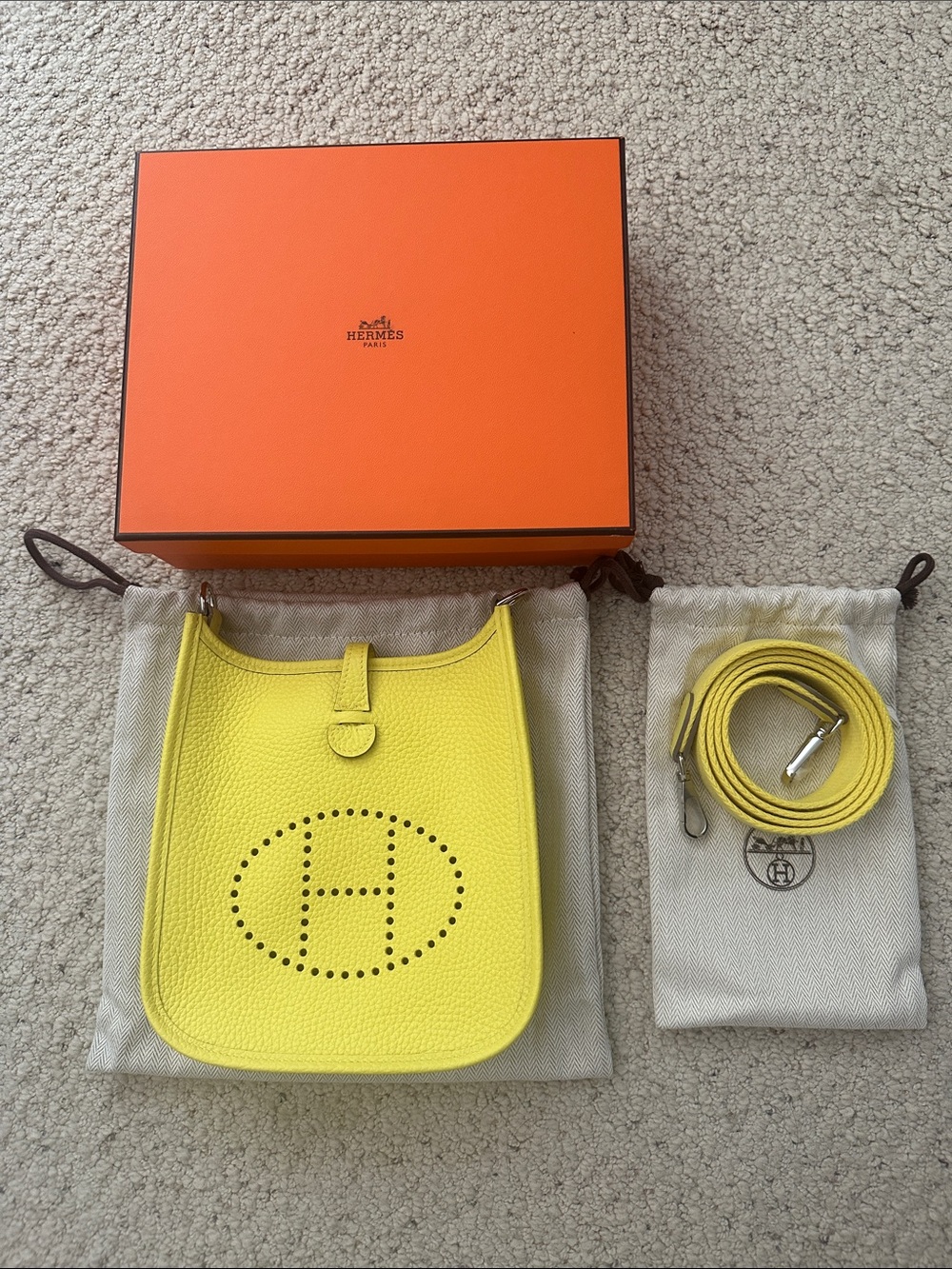 NIB Hermes Evelyne TPM Crossbody Bag in Yellow